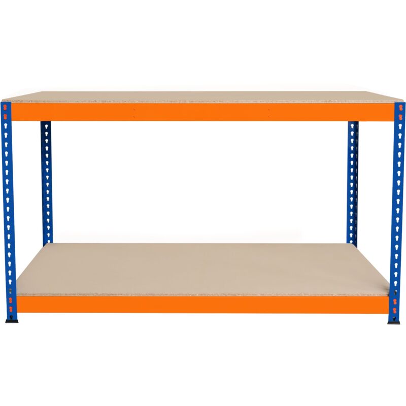 Monster Shop - tabli Ajustable à 2 Niveaux S-Rax, Plan de Travail en Bois Aggloméré Robuste, Capacité 300kg, Bricolage Atelier Garage, Assemblage