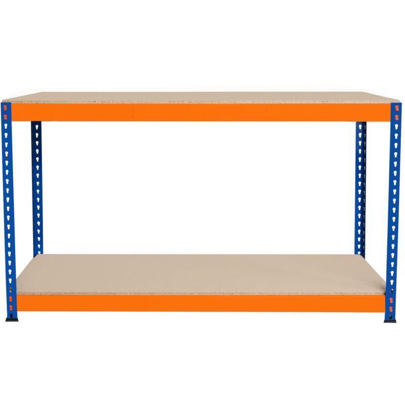 Monster Shop - tabli Ajustable à 2 Niveaux S-Rax, Plan de Travail en Bois Aggloméré Robuste, Capacité 300kg, Bricolage Atelier Garage, Assemblage
