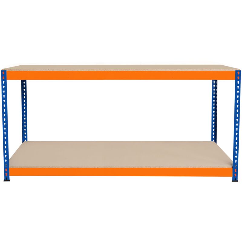 Monster Shop - tabli Ajustable à 2 Niveaux S-Rax, Plan de Travail en Bois Aggloméré Robuste, Capacité 300kg, Bricolage Atelier Garage, Assemblage