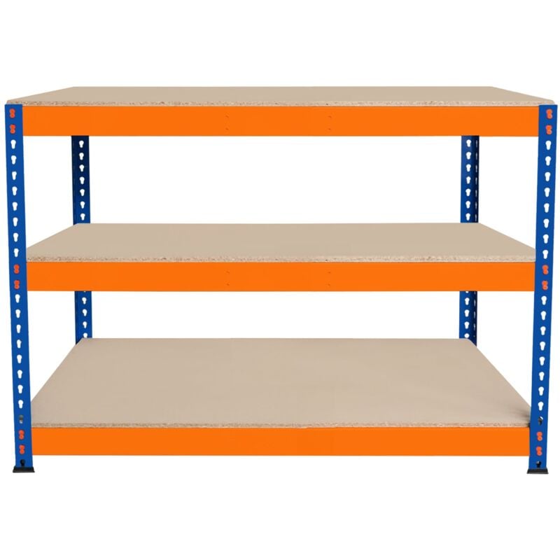 Monster Shop - tabli Ajustable à 3 Niveaux S-Rax, Plan de Travail en Bois Aggloméré Robuste, Capacité 300kg, Bricolage Atelier Garage, Assemblage