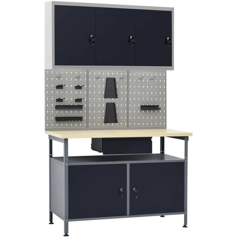 Vidaxl - tabli avec 3 panneaux muraux et 1 armoire