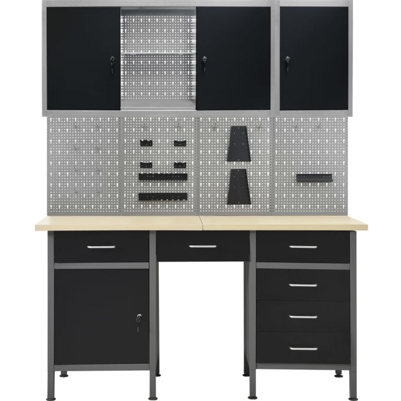 Vidaxl - tabli avec 4 panneaux muraux et 2 armoires