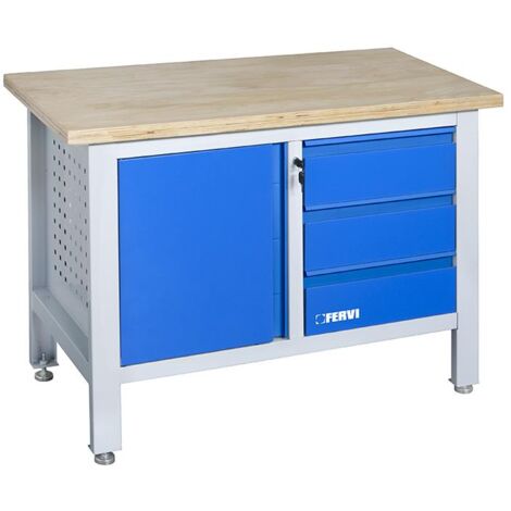 Etabli avec plateau en bois et commode 1200 mm Fervi b009/b1