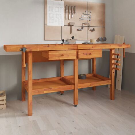 Établi avec tiroirs et étaux 192x62x83 cm Bois massif d'acacia vidaXL