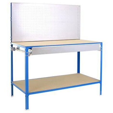 Établi bleu galvanisé bois étagères charge 220 kgs dim.1445x1210x610mm à visser