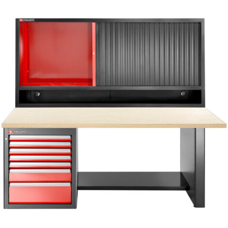 Établi bois 7 tiroirs + armoire Facom JLS3 bas