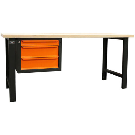 Etabli d'atelier 1.5m plateau bois avec 3 tiroirs