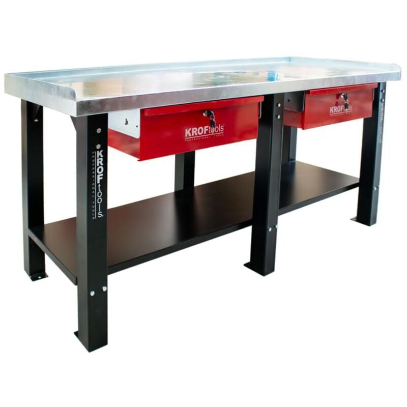Kroftools - Etabli d'atelier 2000 x 700 x 850 mm avec 2 tiroirs