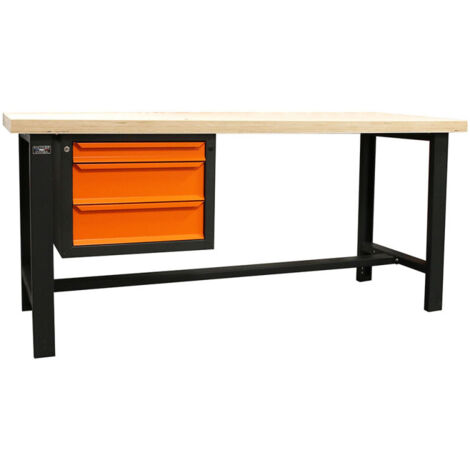 Etabli d'atelier 3 tiroirs plateau bois 2M Fischer darex