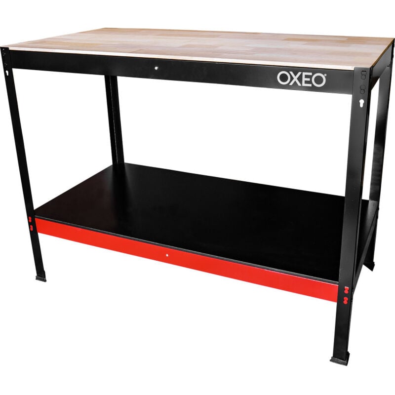 Oxeo - Etabli d'atelier - Table de travail - 120x60x90cm - Structure Acier - Montage sans Vis - Bricolage Atelier Garage
