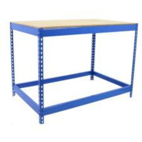 Établi en métal Simon Rack sans vis bleu/bois 900x1200x450 mm Fabriqué en Espagne