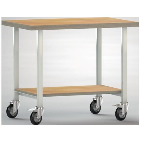 Établi L1000xP700xH840mm hêtre multiplex gris clair 1 étagère KLW-LUTZ BETR.