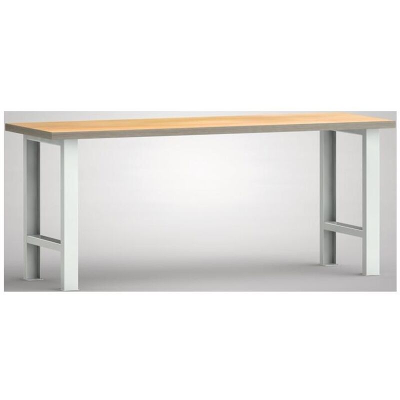 Établi l2000xP700xH840mm hêtre multiplex gris clair, RAL 7035