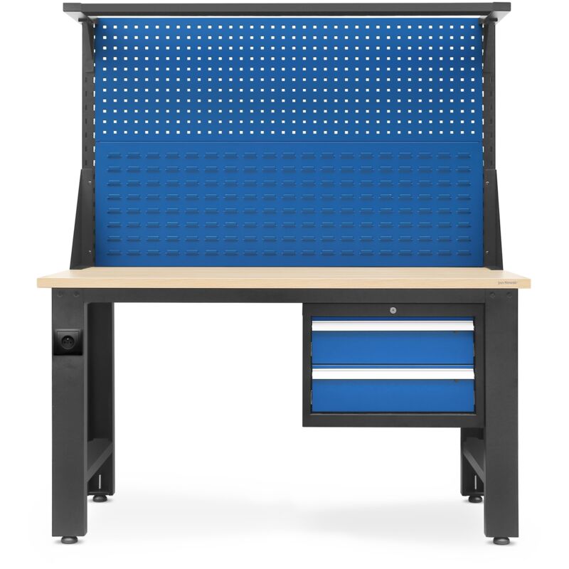 Grand établi LOGAN, 1500 x 1700 x 750 mm, bleu anthracite