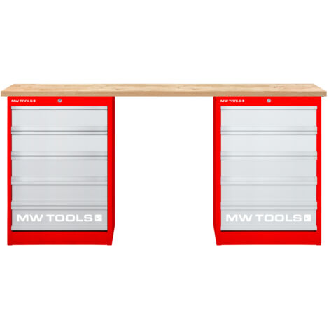 Établi modulaire Rubberwood avec 2 armoires à tiroirs 5T 2000 mm MW Tools MOD20L55R