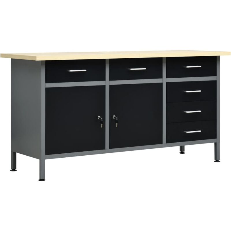 Vidaxl - tabli Noir 160x60x85 cm Acier