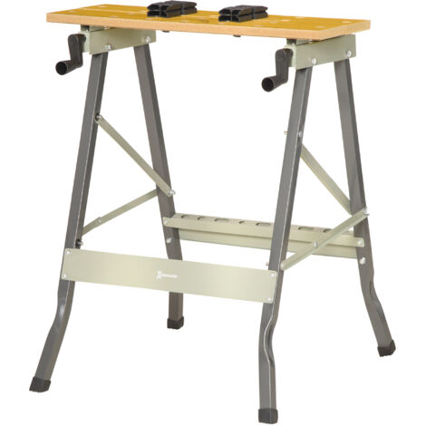 Établi pliant avec serre-joints table de travail gris 100kg 62,5x60,5x78,5cm
