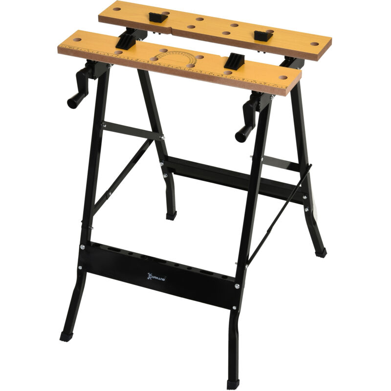 Établi pliant établi de serrage avec 4 serre-joints table de travail, charge 100 kg, 62,5x60,5x78,5cm, noir-Noir