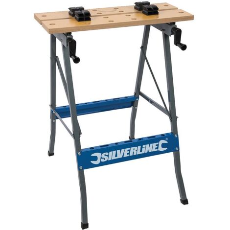 Établi Portable 100 kg - Robuste et Pratique - Idéal pour Bricolage et Travaux Manuels - Silverline