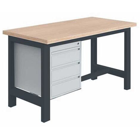 Établi pour atelier avec 3 tiroirs - Dim 1500x750x840mm - Gris anthracite RAL7016 - W010010696-GA