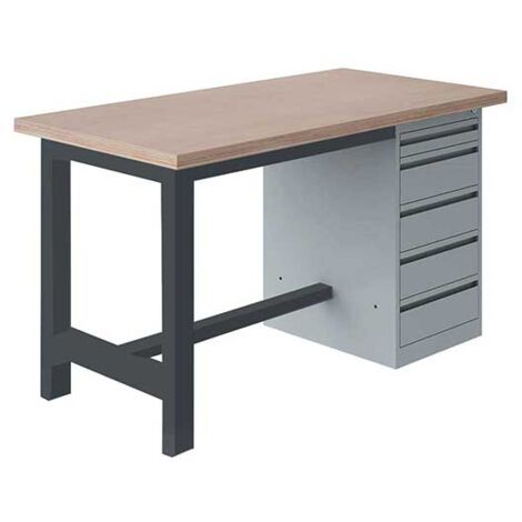 Établi pour atelier avec 5 tiroirs - Dim 1800x750x840mm - Bleu industriel RAL5015 - W010010721-BI