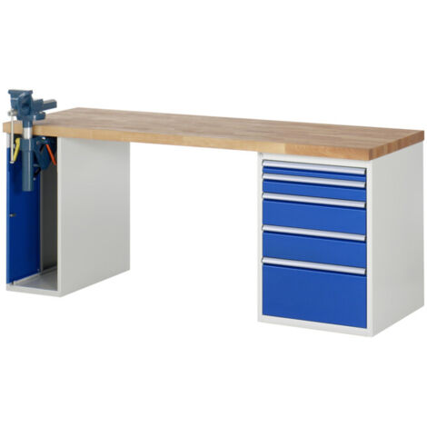 Établi Rau modèle 7511 avec 5 tiroirs et armoire LxPxH 2000x900x840mm