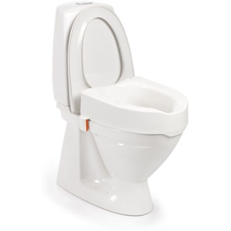Etac My-Loo: asiento de inodoro elevado con abrazaderas de montaje (6 o 10 cm), con o sin tapa. Etac My-Loo: asiento de inodoro elevado (6 cm de altura, 150 kg).