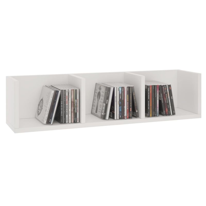 Idimex - Etagère murale nello, meuble de rangement pour cd et dvd ou décoration avec 3 compartiments ouverts, en mélaminé blanc mat - Blanc