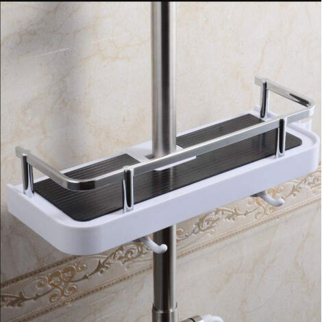 Etage de Douche Mural réglable, Panier Salle de Bain Cuisine Rangement Fixer sur Tuyau, serviteur Douche métal Anti-Rouille, Support Mural Pratique Commode 30x12x6 cm-