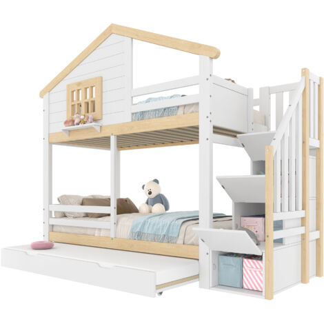 Etagenbett 90x200 cm Mit Kieferngestell, Haus-Design