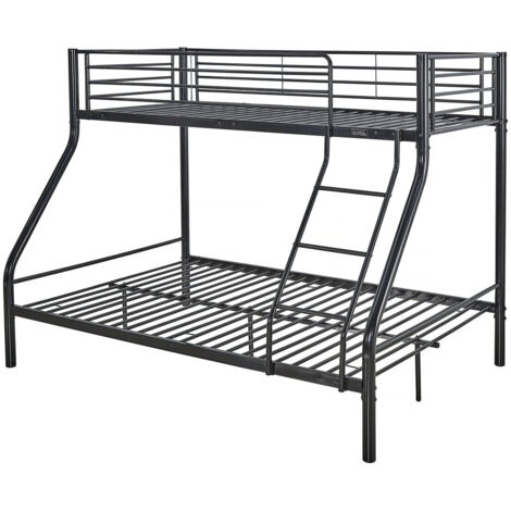 Etagenbett aus Metall "Leo" einschließlich Lattenrosten  - 90/140 x 190 cm - Schwarz