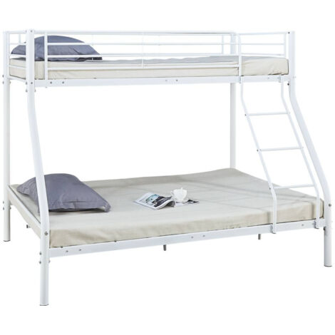 Etagenbett aus Metall "Leo" einschließlich Lattenrosten  - 90/140 x 190 cm - Weiß