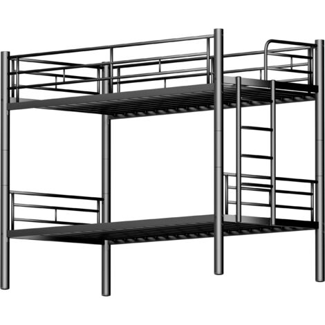 Etagenbett Metall Schwarz 90x190 cm, umbaubar zu 2 Einzelbetten, inklusive Lattenrost