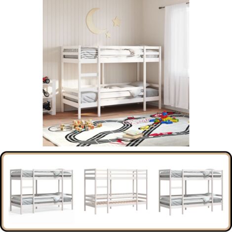 Etagenbett Weiß 90x190 cm Massivholz Kiefer - Holzbett - Etagenbett - Doppelbett - Jugendzimmer - Kinderschlafzimmer