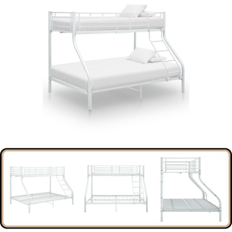 Etagenbettgestell Weiß Metall 140x200 cm/90x200 cm - Kinderbett - Jugendbett - Etagenbett - Doppelbett - Schlafsofa