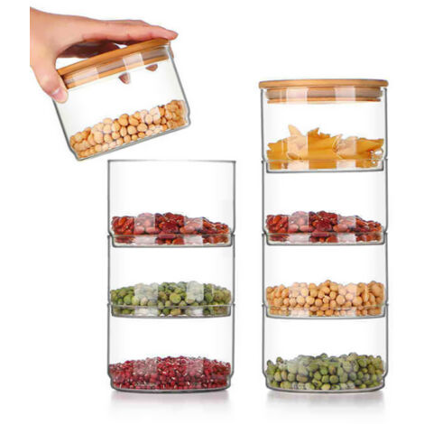 Etagenförmige Glasbehälter für Snacks und Trockenfrüchte, Salatschüssel mit Deckel