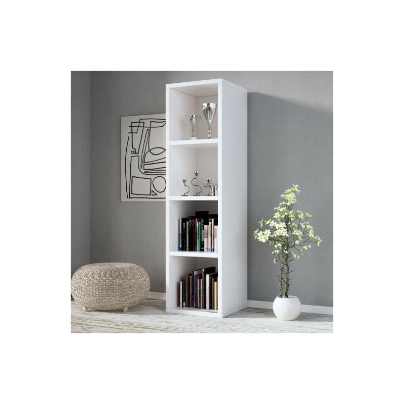 Le Poisson Qui Jardine - tagère 106 cm de haut Colonne bibliothèque Blanche - Blanc