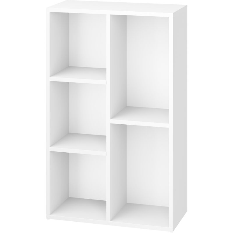 Étagère, 24 x 50 x 80 cm, Bibliothèque, avec 5 Compartiments, Ouverte, pour Salon, Bureau à Domicile, comme Séparateur d'Espace, Blanc