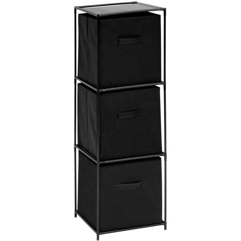 Étagère 3 Cases & 3 Boîtes "Mix n'Modul" 99cm Noir