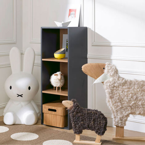 Etagère 3 cases anthracite et merisier clair Multicases
