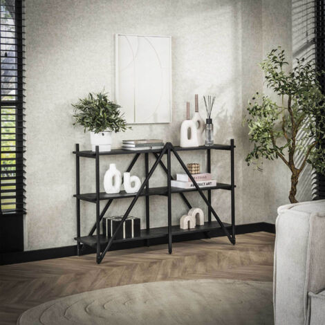 Etagère 3 niveaux 130x35x85 cm en métal noir - ACORDI