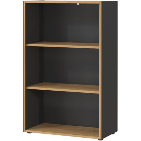 Etagère 3 niveaux 75x40x120 cm anthracite et chêne - AROD