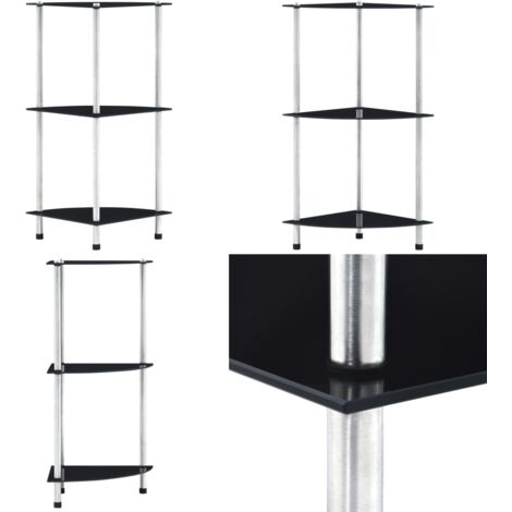 Étagère 3 niveaux Noir 30x30x67 cm Verre trempé - Bibliothèque Design - Étagère Moderne - Meuble Rangement - Bibliothèque Vitrée - Étagère Verre Trempé - Home & Living