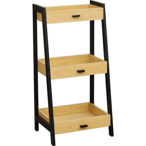 Étagère Originale en Bois MDF et Métal Noir Pyramide