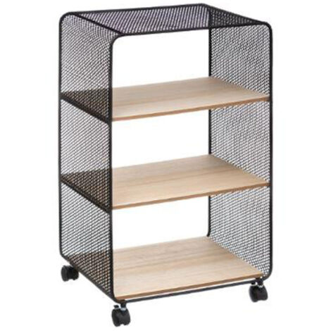 Étagère 3 Niveaux sur Roulettes "Brio" 73cm Noir