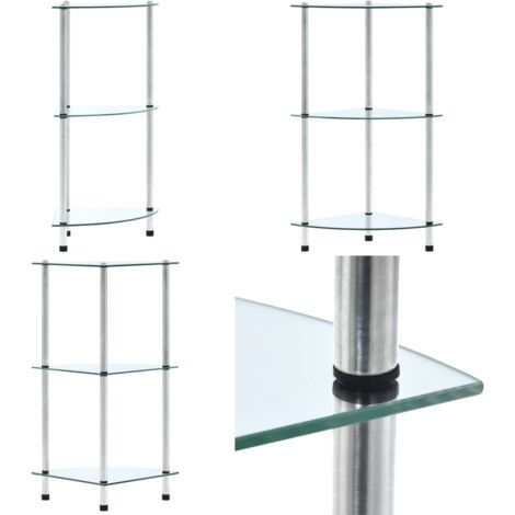 Étagère 3 niveaux Transparent 30x30x67 cm Verre trempé - Étagère 3 niveaux - Étagère transparente