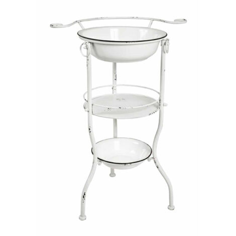 Étagère 3 Niveaux Vintage "Bassines" 85cm Blanc