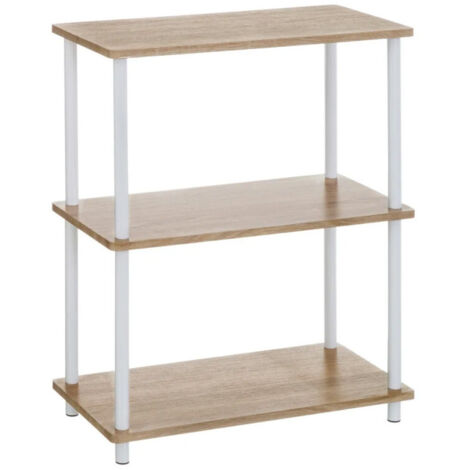 Étagère 3 plateaux en bois et métal blanc - 60x30x80cm