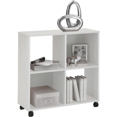 Etagère 4 niches sur roulettes 72x33x78 cm blanc