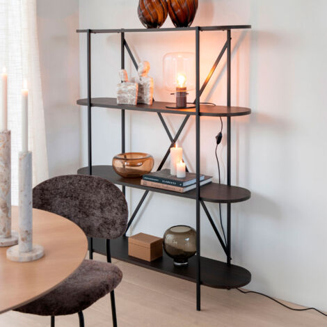 Etagère 4 niveaux 120x33x150 cm marron foncé et noir - HIERE